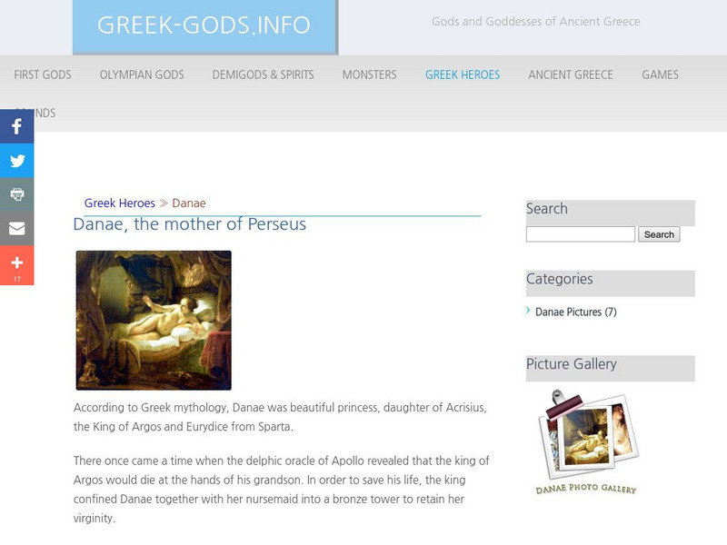 Greek Gods: Greek Heroes: Danae Handout Greek Gods: Greek Heroes: Danae Handout