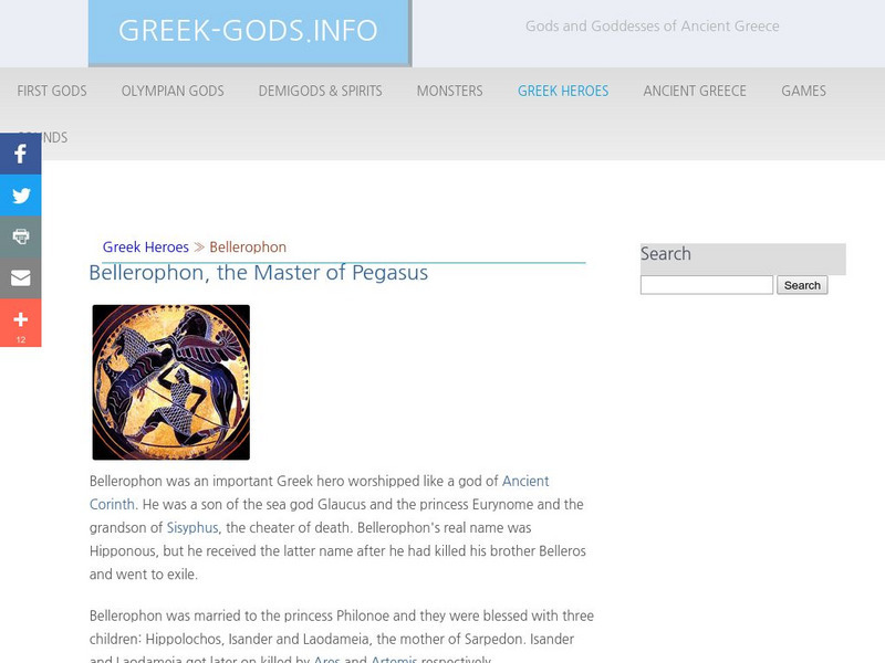 Greek Gods: Greek Heroes: Bellerophon Handout Greek Gods: Greek Heroes: Bellerophon Handout