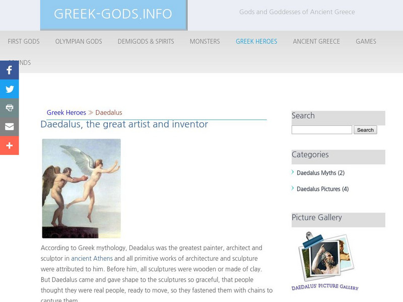 Greek Gods: Geek Heroes: Daedalus Handout Greek Gods: Geek Heroes: Daedalus Handout