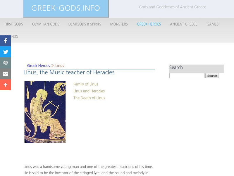 Greek Gods: Greek Heroes: Linus Handout Greek Gods: Greek Heroes: Linus Handout