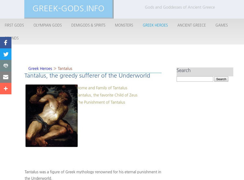Greek Gods: Greek Heroes: Tantalus Handout Greek Gods: Greek Heroes: Tantalus Handout