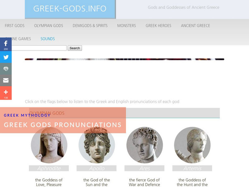 Greek Gods: Sounds Handout Greek Gods: Sounds Handout