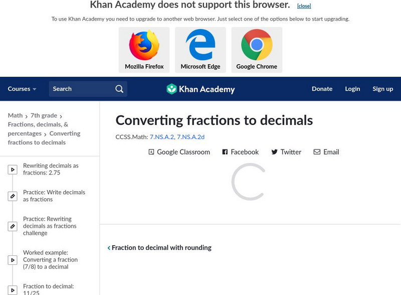Khan Academy: Converting Fractions to Decimals Unknown Type Khan Academy: Converting Fractions to Decimals Unknown Type