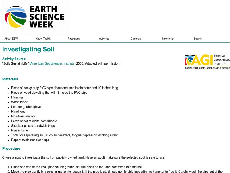 American Geosciences Institute: Earth Science Week: Investigating Soil Lesson Plan American Geosciences Institute: Earth Science Week: Investigating Soil Lesson Plan