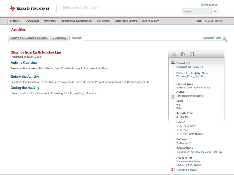 Texas Instruments: Distance From Earth Time Line Activity Texas Instruments: Distance From Earth Time Line Activity