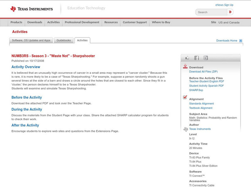 Texas Instruments: Numb3 Rs: Sharpshooter Activity Texas Instruments: Numb3 Rs: Sharpshooter Activity
