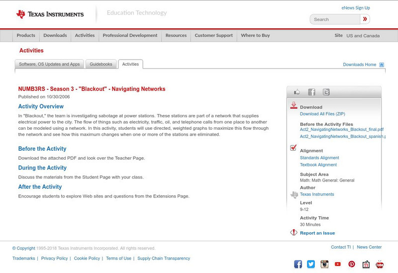 Texas Instruments: Numb3 Rs: Navigating Networks Activity Texas Instruments: Numb3 Rs: Navigating Networks Activity