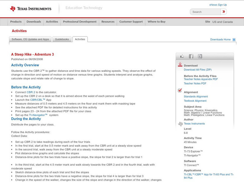 Texas Instruments: A Steep Hike Adventure 3 Activity Texas Instruments: A Steep Hike Adventure 3 Activity