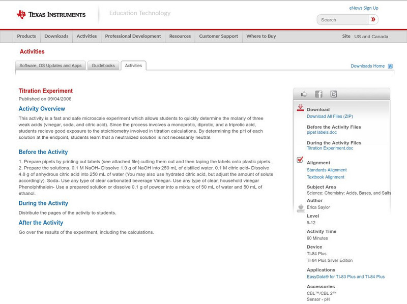 Texas Instruments: Titration Experiment Activity