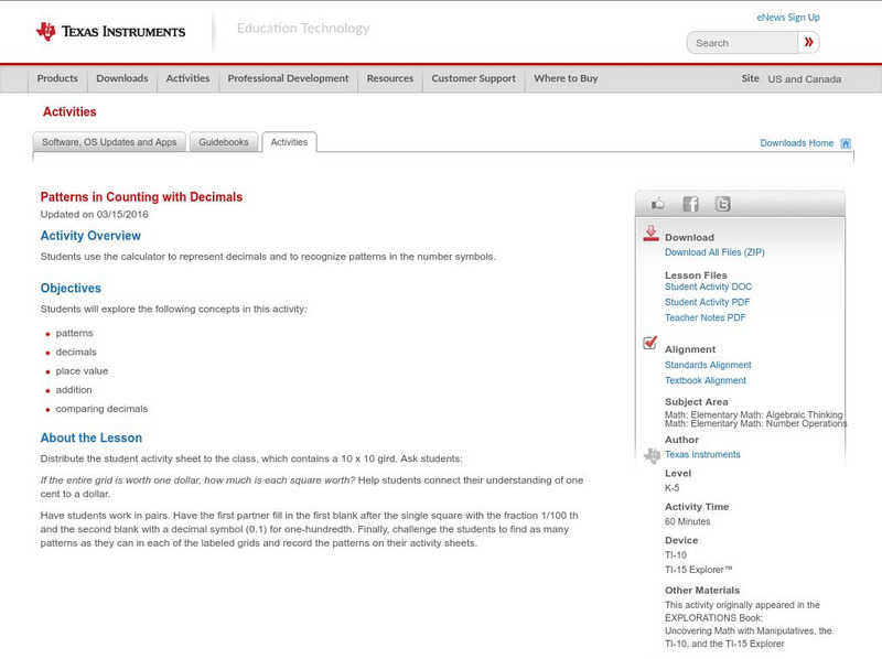 Texas Instruments: Number and Operations Activity Texas Instruments: Number and Operations Activity