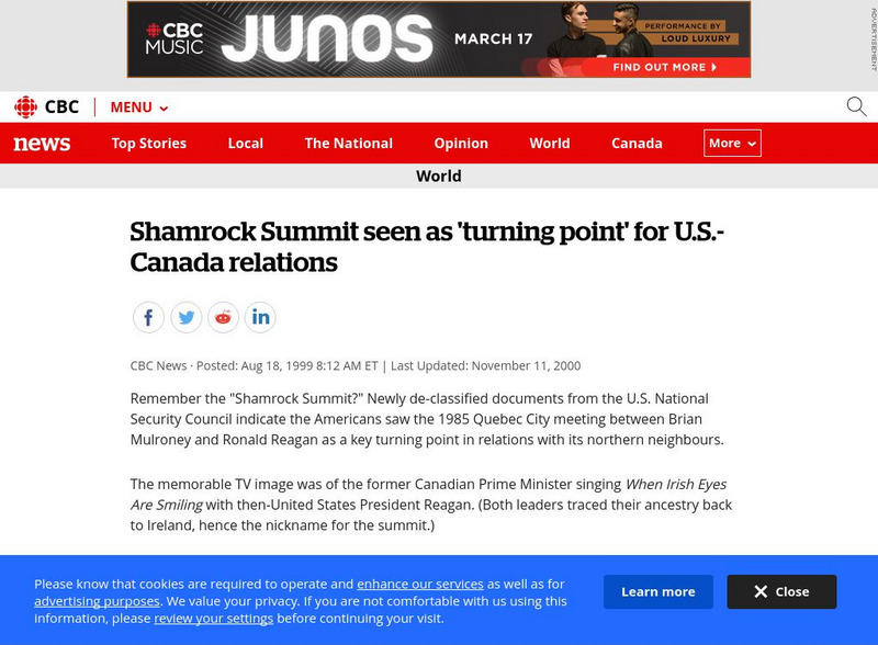 Cbc: Shamrock Summit Article Cbc: Shamrock Summit Article