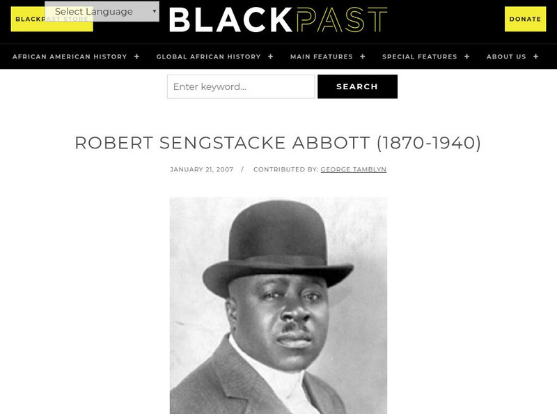 Black Past: Abbott, Robert Sengstacke Handout Black Past: Abbott, Robert Sengstacke Handout