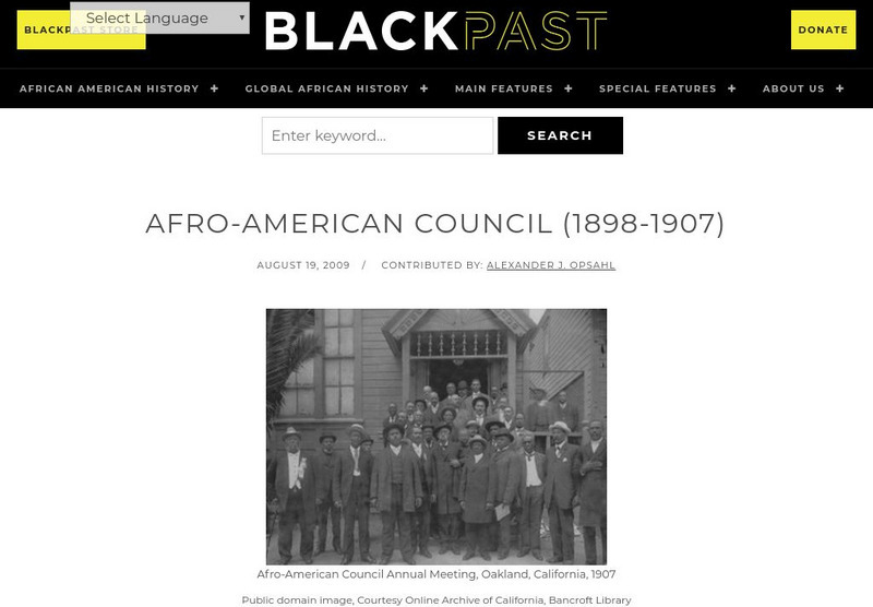 Black Past: Afro American Council (1898 1907) Handout Black Past: Afro American Council (1898 1907) Handout