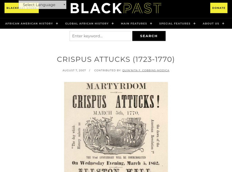 Black Past: Attucks, Crispus Handout Black Past: Attucks, Crispus Handout