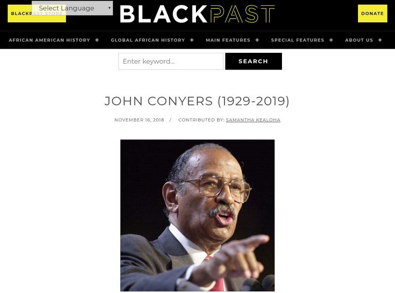 Black Past: Conyers, Jr., John Handout Black Past: Conyers, Jr., John Handout