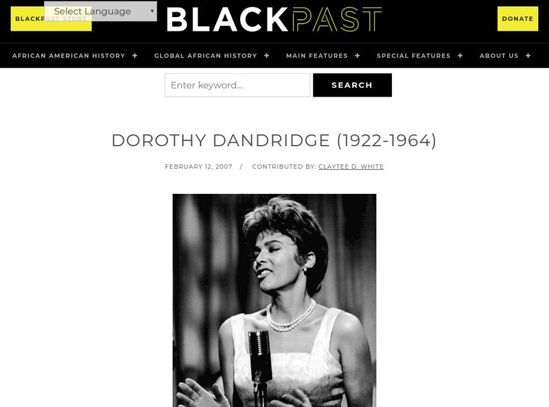 Black Past: Dandridge, Dorothy Handout Black Past: Dandridge, Dorothy Handout