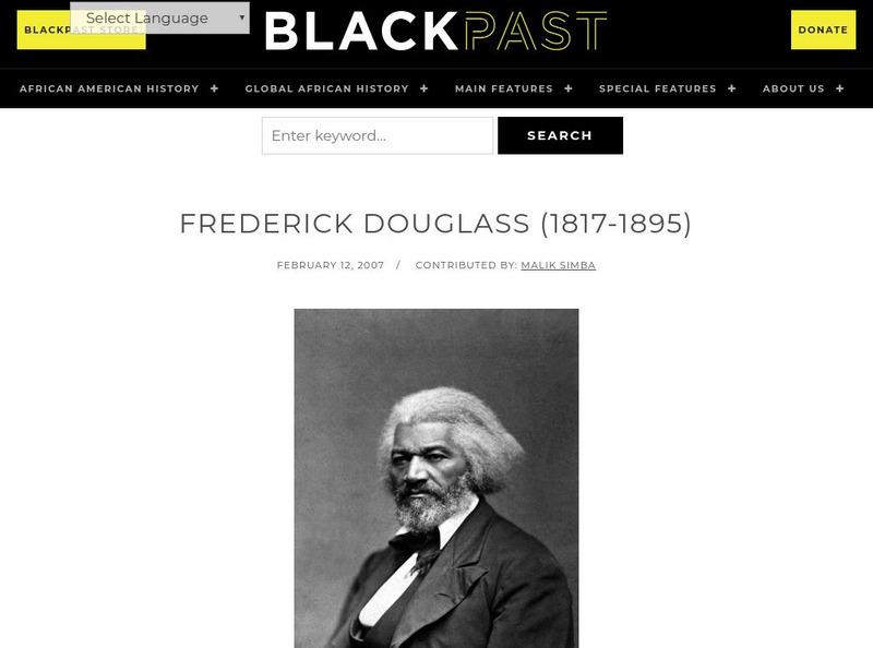 Black Past: Douglass, Frederick Handout Black Past: Douglass, Frederick Handout