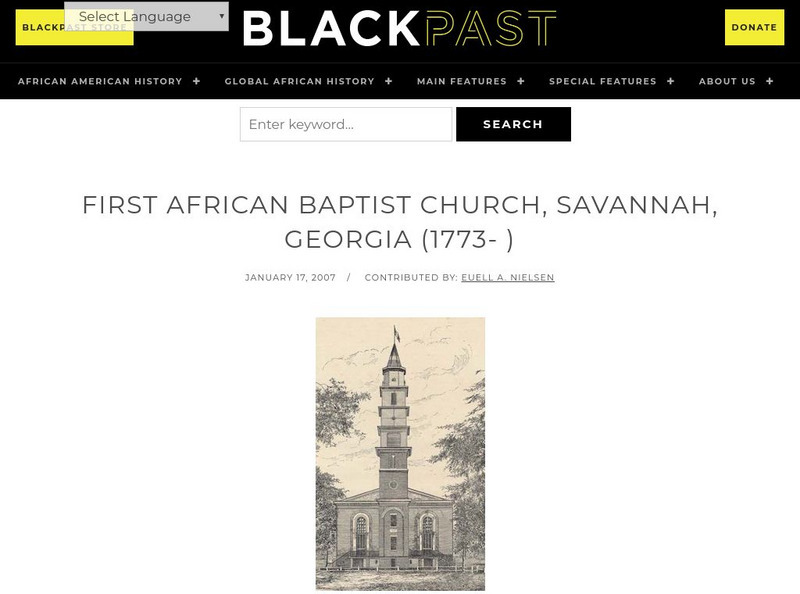 Black Past: First African Baptist Church, Savannah, Georgia Handout Black Past: First African Baptist Church, Savannah, Georgia Handout