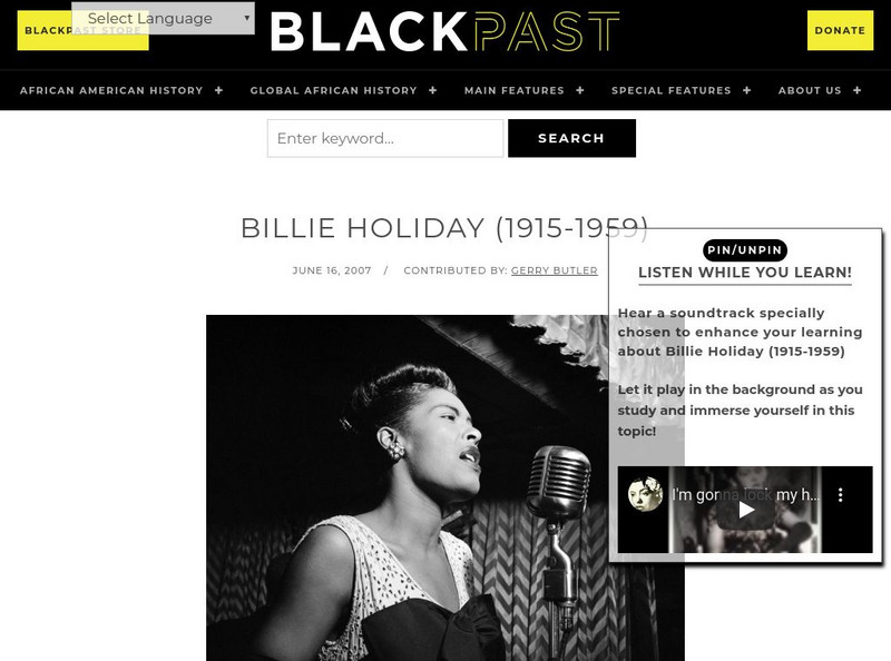 Black Past: Holliday, Billie Handout Black Past: Holliday, Billie Handout