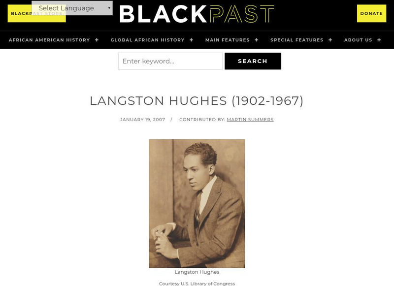 Black Past: Hughes, Langston Handout Black Past: Hughes, Langston Handout