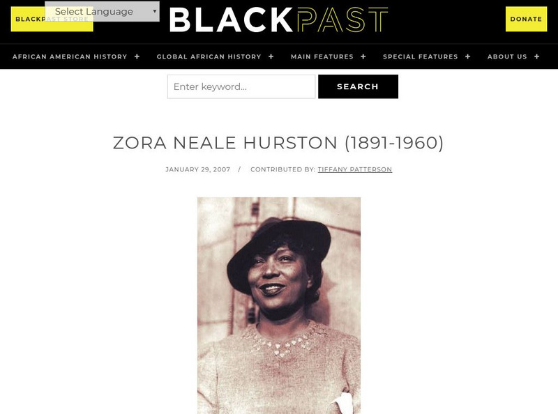 Black Past: Hurston, Zora Neale Handout Black Past: Hurston, Zora Neale Handout