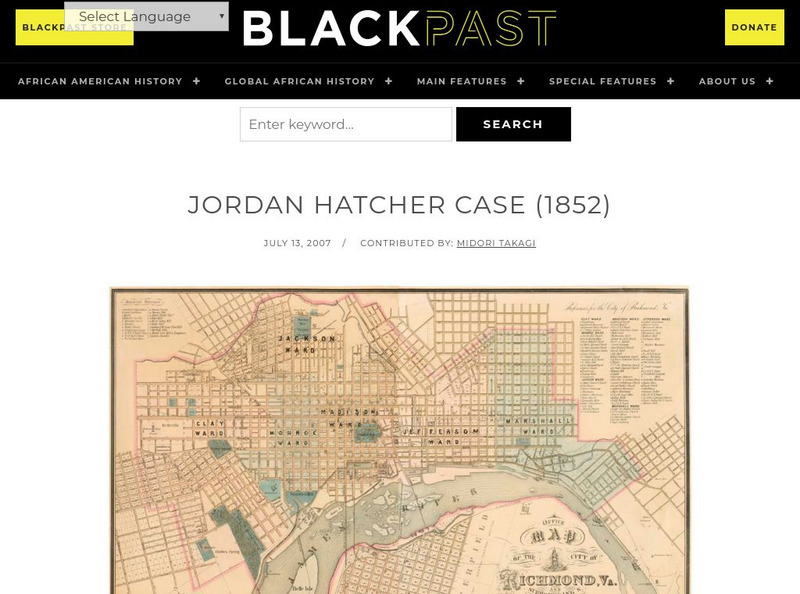 Black Past: Jordan Hatcher Case (1852) Handout Black Past: Jordan Hatcher Case (1852) Handout