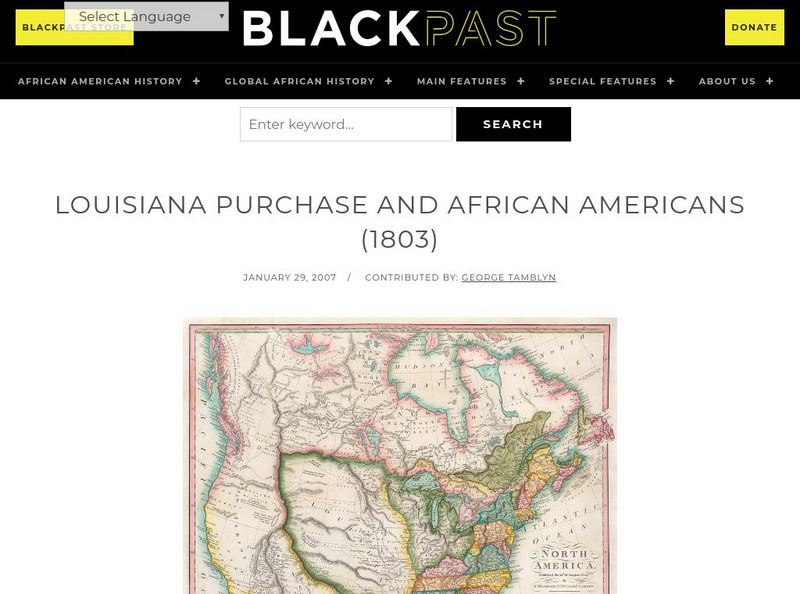 Black Past: Louisiana Purchase and African Americans Handout Black Past: Louisiana Purchase and African Americans Handout