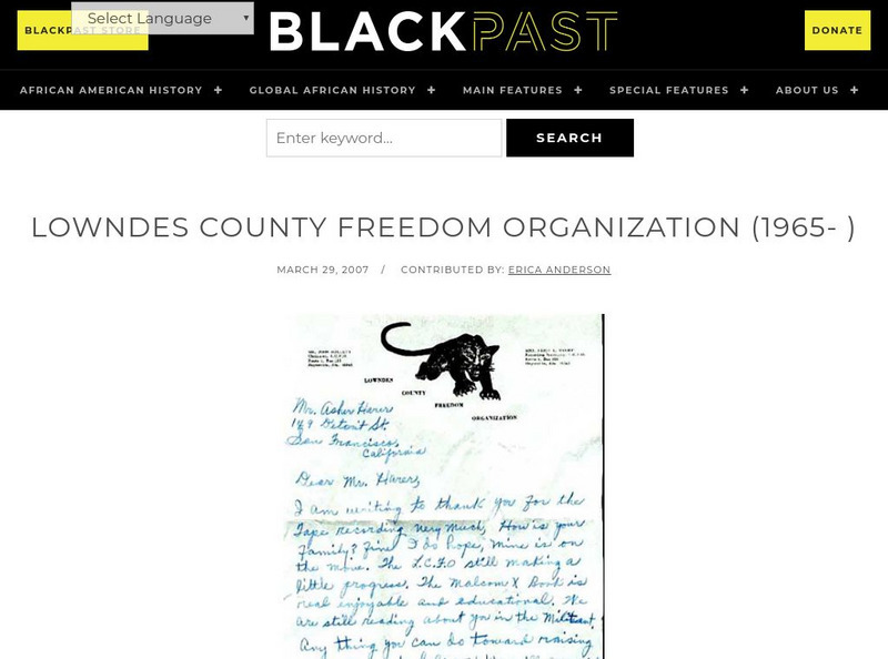 Black Past: Lowndes County Freedom Org. Handout Black Past: Lowndes County Freedom Org. Handout