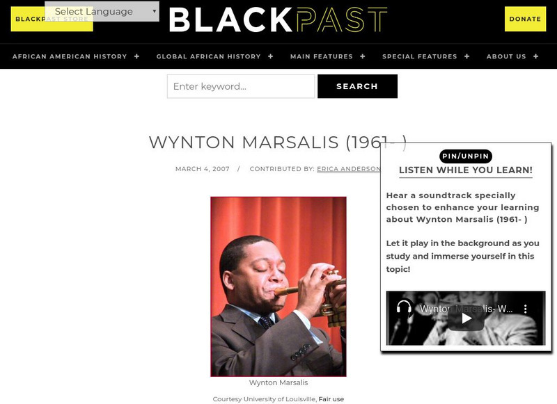 Black Past: Marsalis, Wynton Handout Black Past: Marsalis, Wynton Handout