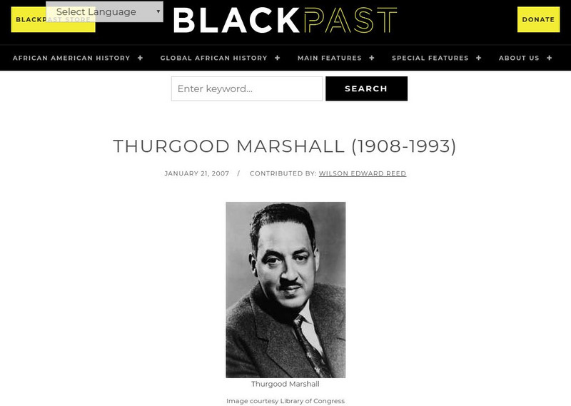 Black Past: Marshall, Thurgood Handout Black Past: Marshall, Thurgood Handout
