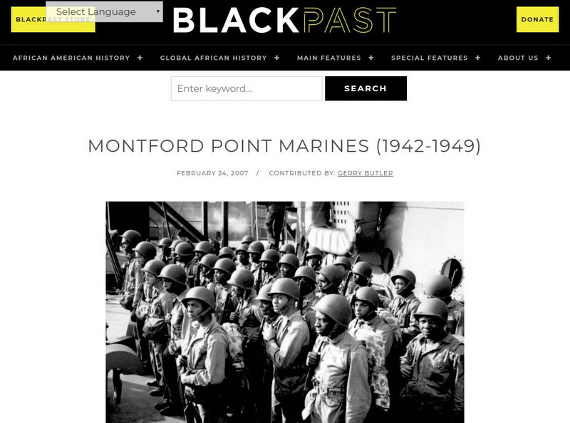 Black Past: Montford Point Marines Handout Black Past: Montford Point Marines Handout