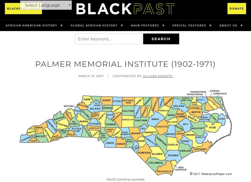 Black Past: Palmer Memorial Institute Handout Black Past: Palmer Memorial Institute Handout