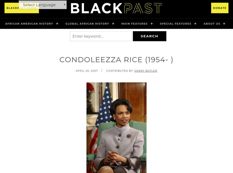 Black Past: Rice, Condoleezza Handout Black Past: Rice, Condoleezza Handout