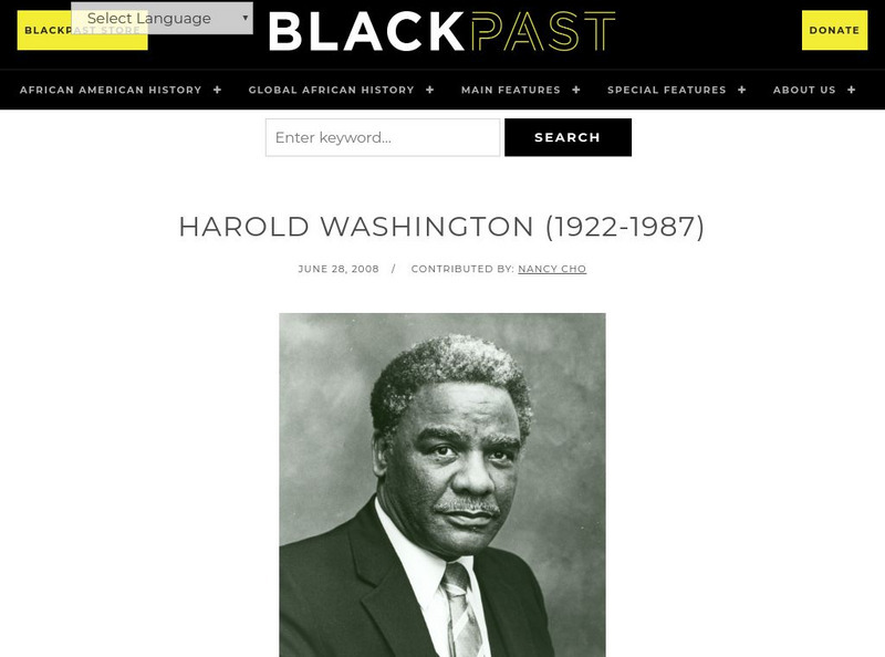 Black Past: Harold Washington (1922 1987) Handout Black Past: Harold Washington (1922 1987) Handout