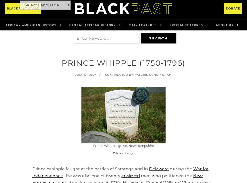 Black Past: Whipple, Prince Handout Black Past: Whipple, Prince Handout