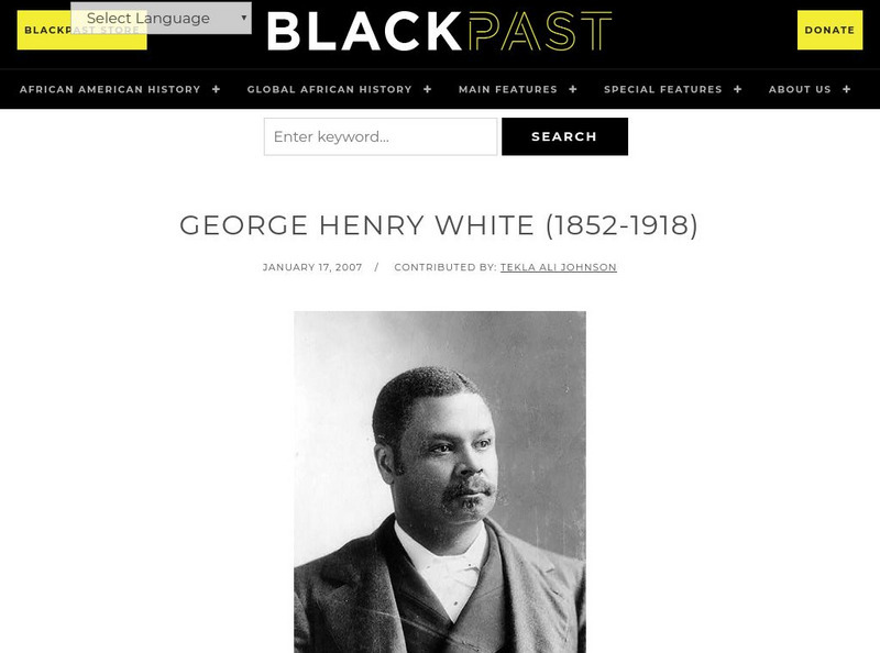 Black Past: White, George Henry Handout Black Past: White, George Henry Handout