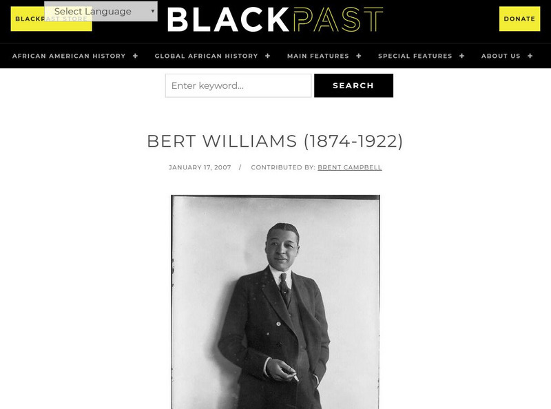 Black Past: Bert Williams Handout Black Past: Bert Williams Handout