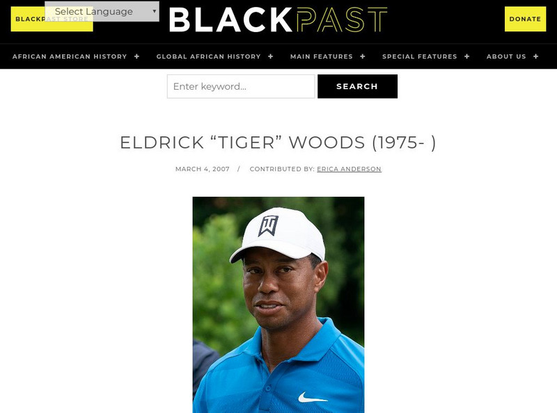 Black Past: Woods, Eldrick "Tiger" Handout Black Past: Woods, Eldrick "Tiger" Handout