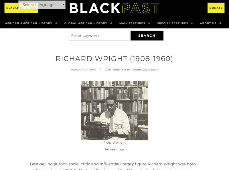 Black Past: Wright, Richard Handout Black Past: Wright, Richard Handout