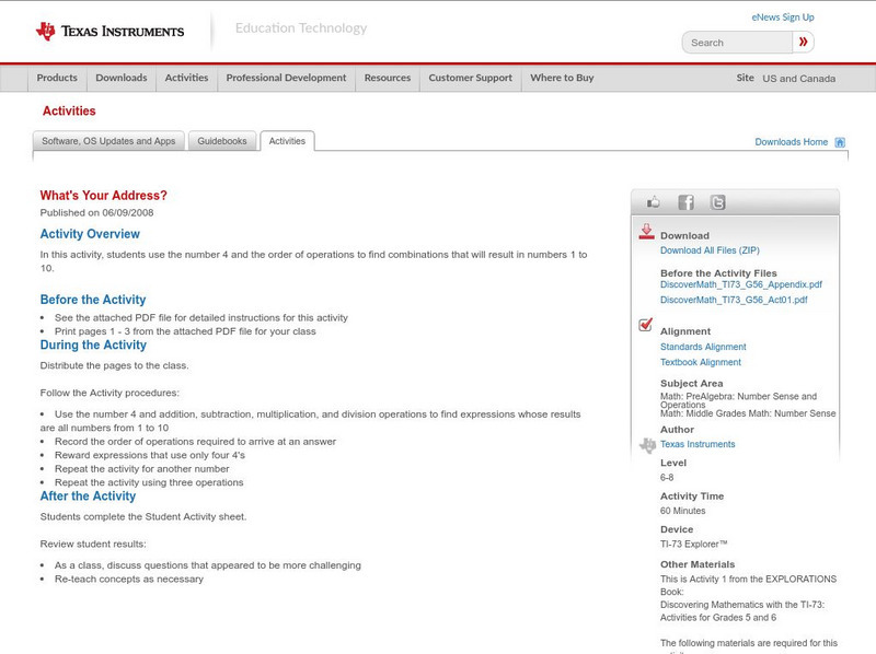 Texas Instruments: What's Your Address? Activity