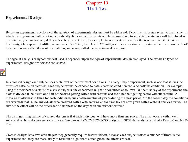Missouri State University: Introductory Statistics: T Test: Experimental Designs eBook Missouri State University: Introductory Statistics: T Test: Experimental Designs eBook
