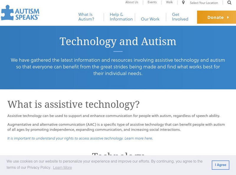 Autism Speaks: Technology and Autism Website Autism Speaks: Technology and Autism Website