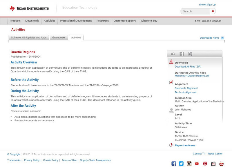 Texas Instruments: Quartic Regions Activity Texas Instruments: Quartic Regions Activity