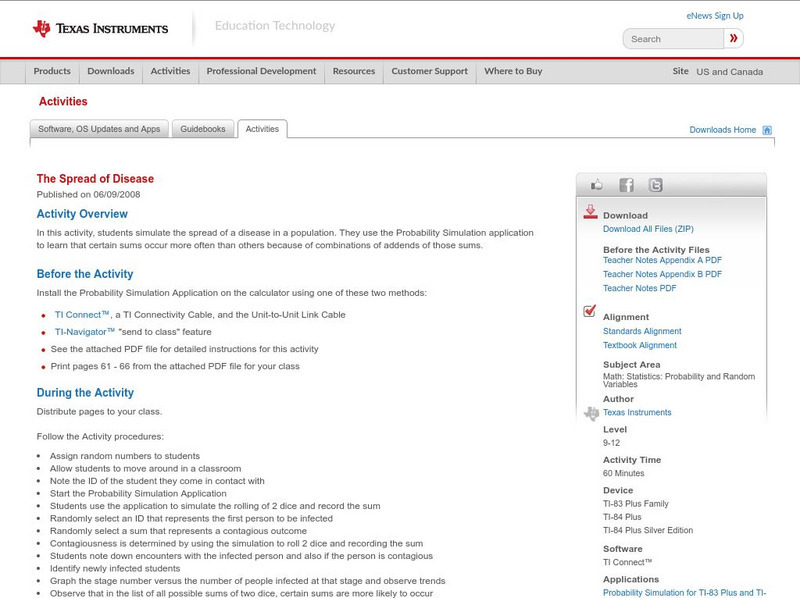 Texas Instruments: The Spread of Disease Activity Texas Instruments: The Spread of Disease Activity