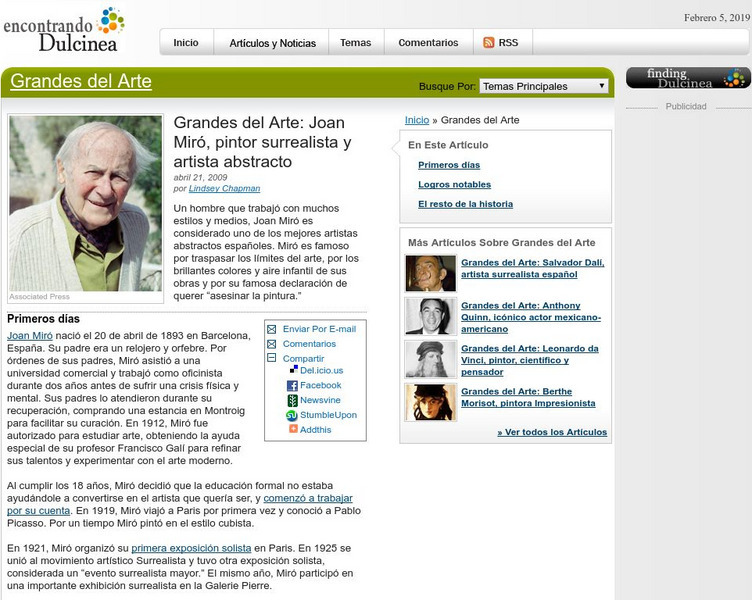 Dulcinea Media Inc.: Grandes Del Arte: Grandes Del Arte: Joan Miro Handout Dulcinea Media Inc.: Grandes Del Arte: Grandes Del Arte: Joan Miro Handout