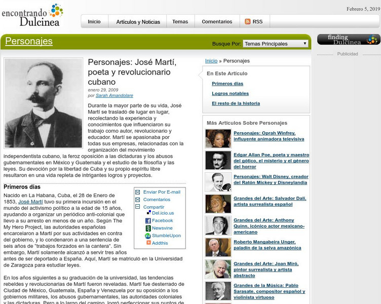 Dulcinea Media Inc.: Jose Mart, Poeta Y Revolucionario Cubano Website