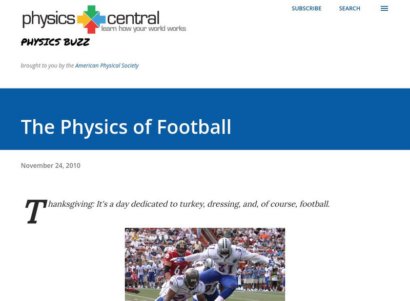 Physics Central: Physics Buzz Blog : The Physics of Football Article Physics Central: Physics Buzz Blog : The Physics of Football Article