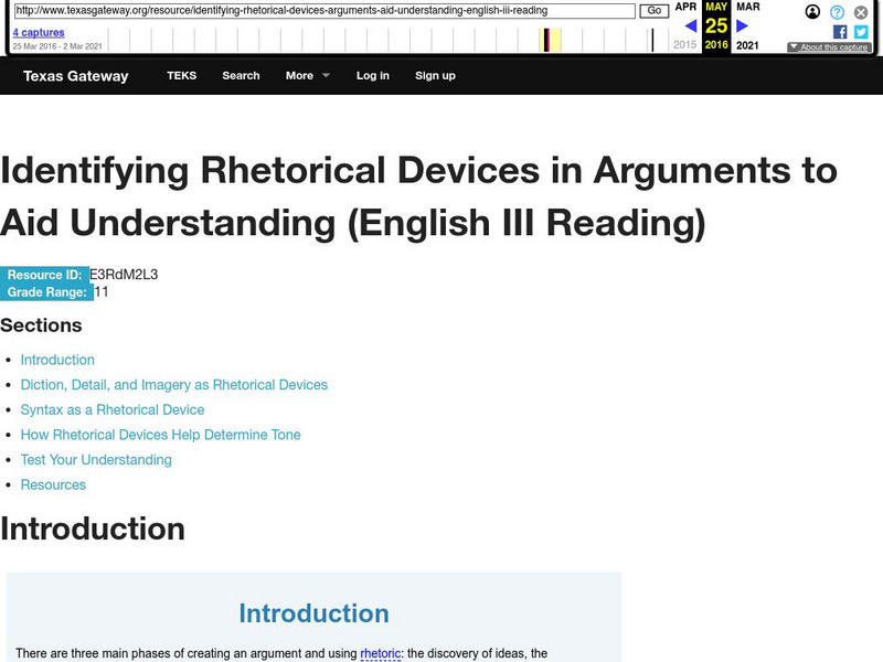 Texas Gateway: Identifying Rhetorical Devices in Arguments to Aid Understanding Unit Plan Texas Gateway: Identifying Rhetorical Devices in Arguments to Aid Understanding Unit Plan
