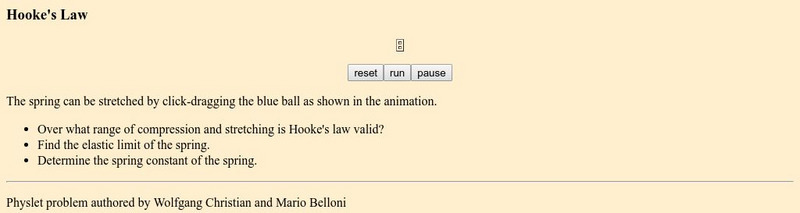 Davidson College: Hooke's Law Interactive Davidson College: Hooke's Law Interactive