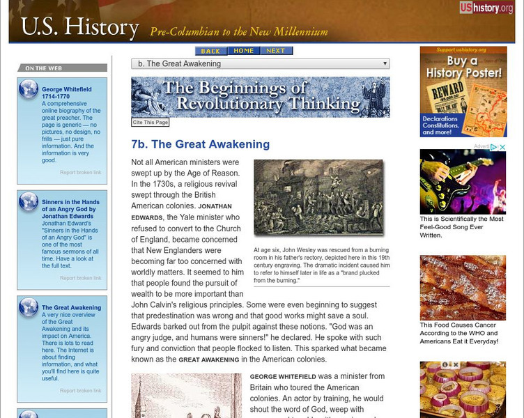 U.s. History: Beginnings of Revolutionary Thinking: Great Awakening Website U.s. History: Beginnings of Revolutionary Thinking: Great Awakening Website